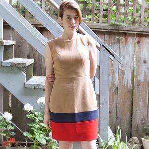 Shoshanna Dresses - Shoshanna color block sheath tan dress 6 Shoshanna Dresses - Shoshanna color block sheath tan dress 6